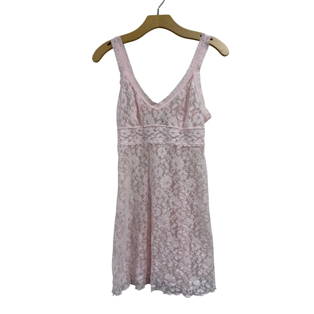 Ambrielle Pink Floral Lace Chemise Nightgown Sheer Empire Waist Size Medium